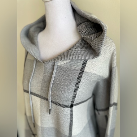 RACHEL RACHEL ROY HOODED GRAY PLAID KNIT SWEATER SZ 2X - Picture 3 of 12